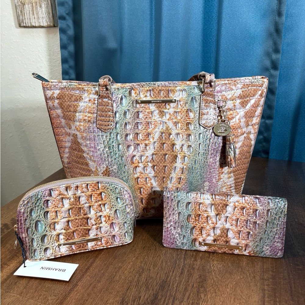 Brahmin Truffle Python (Solid) Pastel Croc-Emboss… - image 2